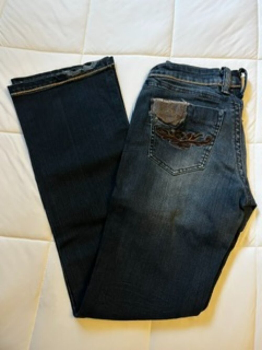 Vintage Nine Rivets Distressed Jeans w/ Leather detail